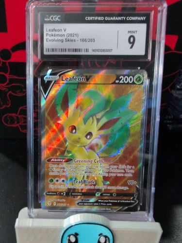 Leafeon v Full Art Holo Card 166/203 Evolving Skies CGC 9