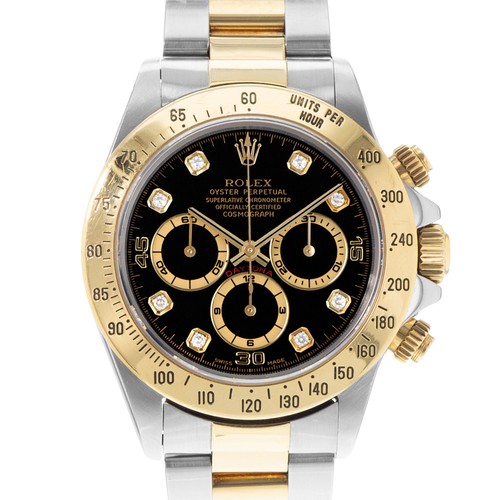 Rolex Daytona 16523 40mm Black Diamond Dial Steel Yellow Gold Mens Watch 1998
