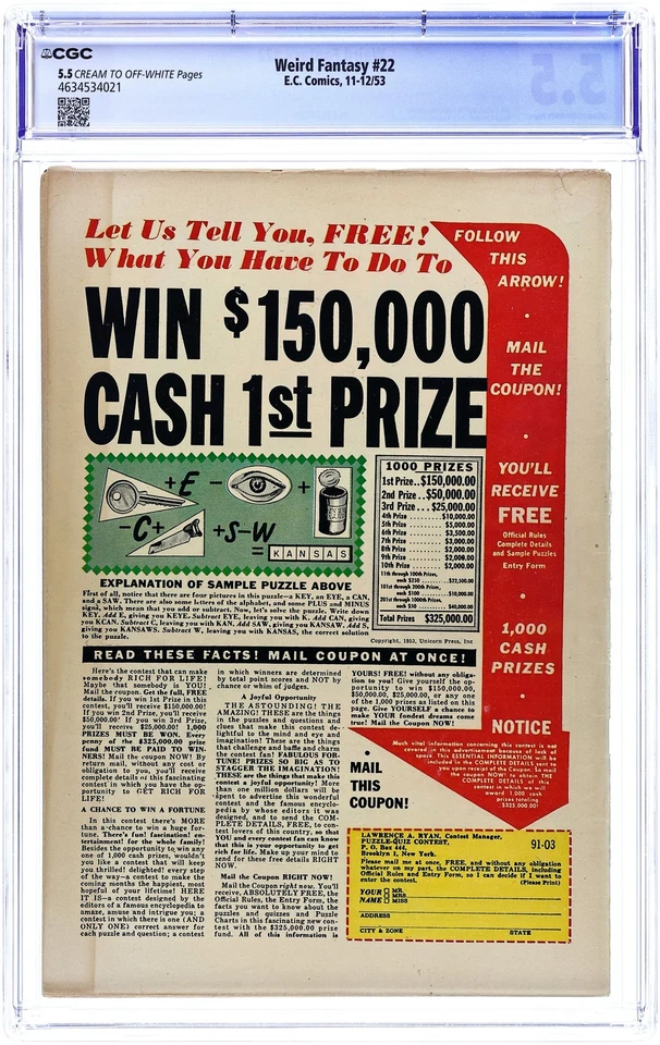 Weird Fantasy #22 CGC 5.5 1953 4634534021 - Image 2 of 2