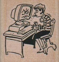 Computer Unfriendly 1 3/4 x 1 3/4'' Mounted Rubber Stamp, Computer Stamp