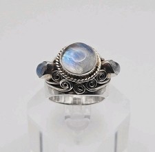 Sterling Silver Vintage Moonstone Ring Size 8.5