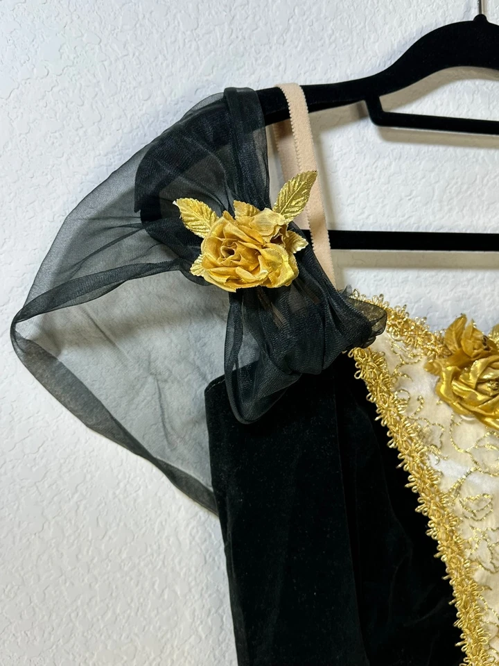 Disfraz de Ballet Curtain Call Negro Dorado Terciopelo Tutú Vestido Talla 12A Recital de Baile Foto 3 de 4