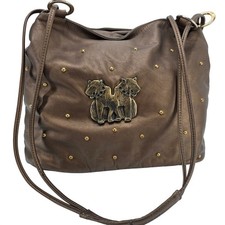 Borsa a tracolla Hobo bronzo borchiata metallica Tiger Panther Y2K grunge aderente