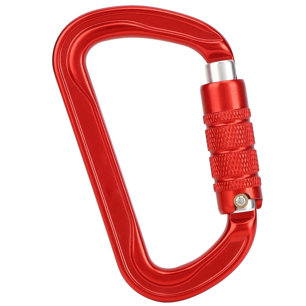 (red)Outdoors Climbing D Type Three Section Carabiner Safety Buckle Hook EC