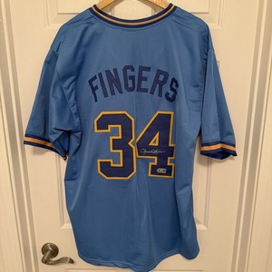 ROLLIE FINGERS MILWAUKEE BREWERS SIGNED JERSEY / AUTOGRAPH SWAU Verified