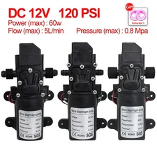  High Pressure Diaphragm Pump Electric Self-priming Pump DC12V 120PSI 60W 5L/Min