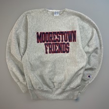 VTG 90s Champion Made In USA Moorestown Friends Reverse Weave Sweatshirt Size M