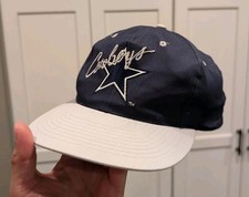 Vintage 90s Dallas Cowboys Snapback Hat Cap Cursive Script Logo Embroidered NFL