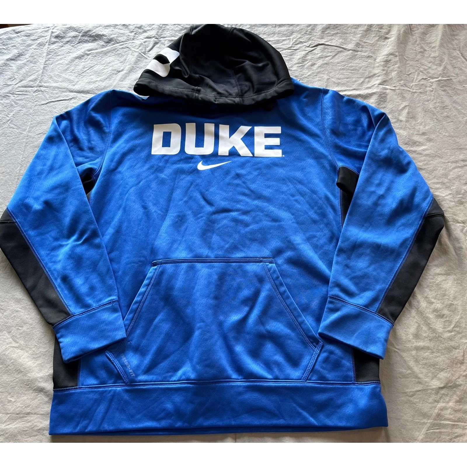 Nike Therma-FIT Duke Blue Devils Hoodie Mens Large Blue Black Sweatshirt NCAA