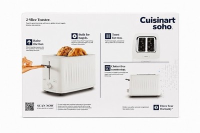 Cuisinart Soho 2-Slice Toaster CPT-7TR White Compact Countertop Toaster New