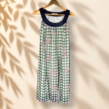 Shapes Dress Women M Medium Green Plaid Shift Midi Sleeveless Round Neck Casual