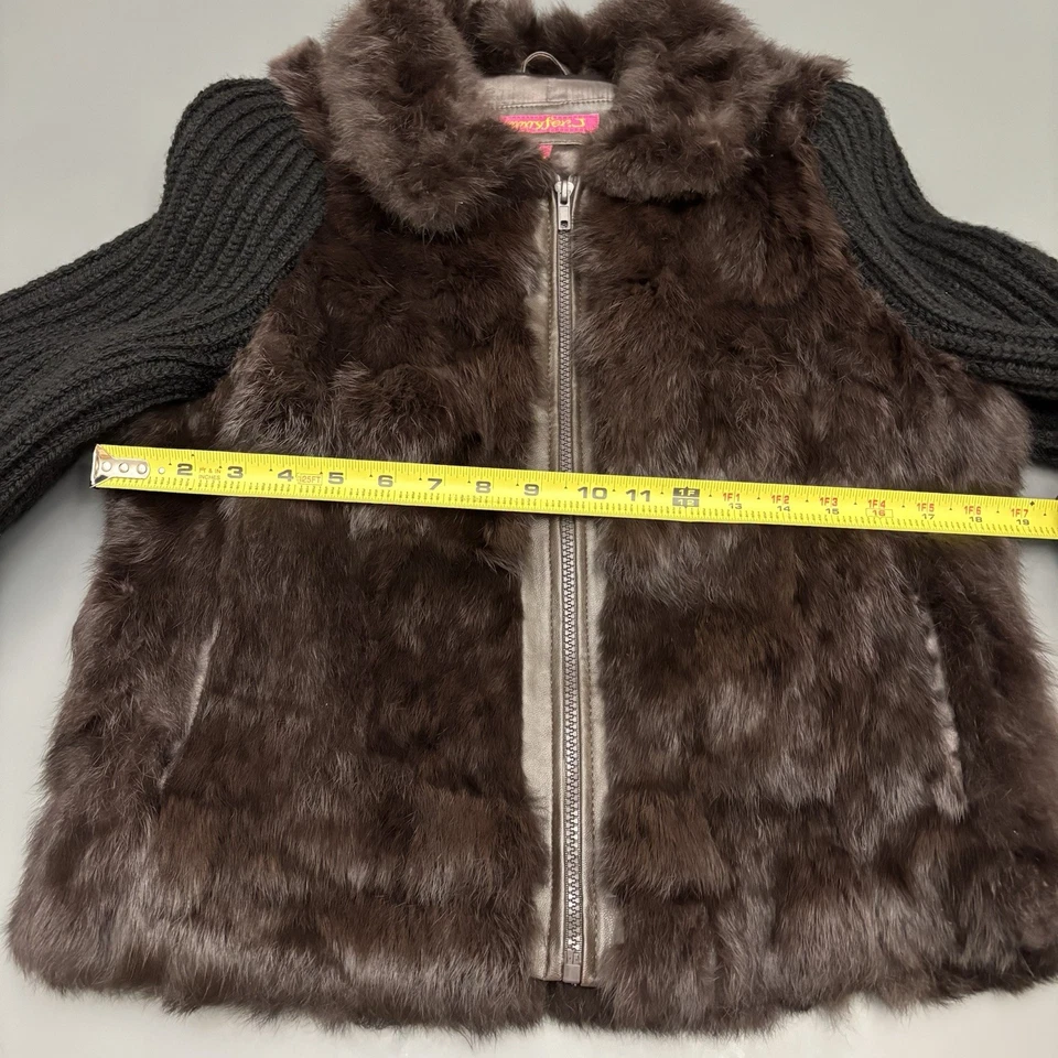Chaqueta Jennyfer J Piel de Conejo Talla M Marrón Tejido Manga Y2K Mobwife Abrigo Cremallera DE COLECCIÓN Foto 4 de 4
