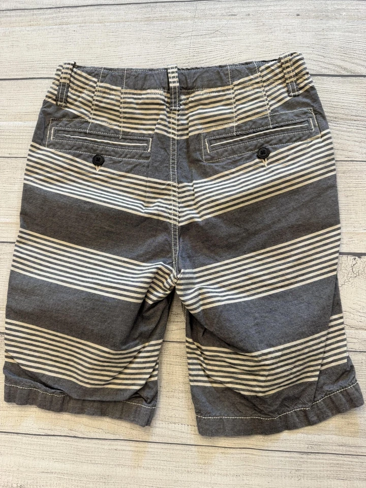 Pantalones Cortos GapKids Niños Talla 12 Gris Blanco Rayas Chino 100% Algodón Verano 26x7 Foto 4 de 4