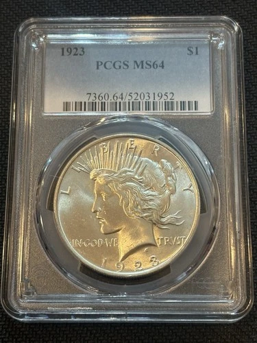 1923 Peace Silver Dollar 1$ - PCGS MS64 -  Beautiful Luster