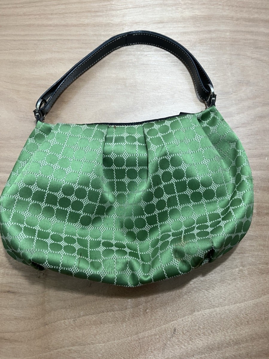 Vintage Kate Spade New York Green Noel Jacquard Hobo Shoulder Bag 