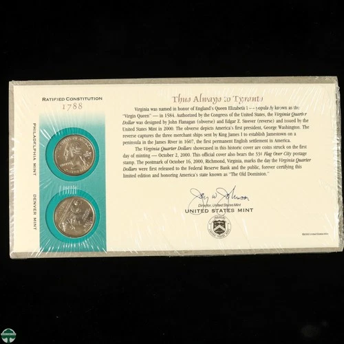 US Mint 2000(P&D) Virginia State Quarter First Day Cover