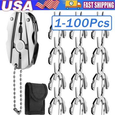 Pocket Multi Tool Pliers Mini Folding Key Chain Fishing Camping Small Pliers Lot