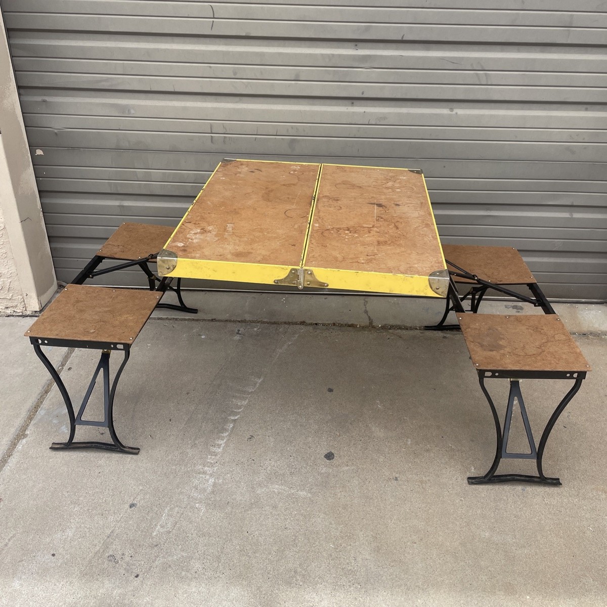 Vintage K&S Inc Fold-Out-Table Portable Folding Picnic Suitcase