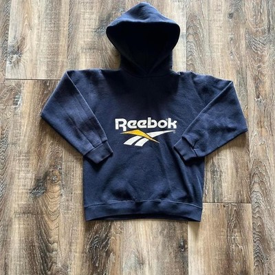 Vintage Reebok Navy Blue Logo Pullover Hoodie Sweatshirt