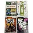 Lot Of 4 Wii Games - Wii Play, Fit Plus, Just Dance 2, Guitar Hero III Legends