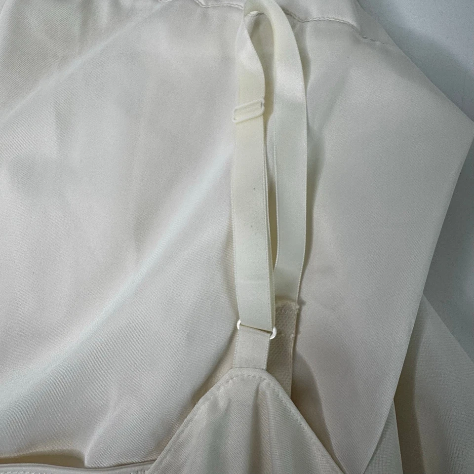 Lencería nupcial Sears vintage marfil satinado nailon encaje talla 42 corta sin cordones Foto 4 de 4