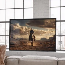 Western Cowboy Poster, Printable Horizontal Wall Art, American Southwest Desert