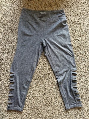 Tapout MMA Women's Active Athletic Workout Pants Capri Grey Gray Cut Outs M