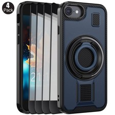 For iPhone 8/7/6/6s Rubber Ring Bracket Case Hard Phone Cover  Screen Protector