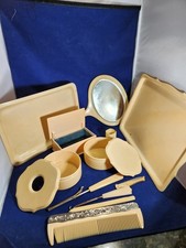 Vintage Celluloid Bakelite Vanity Set 12 pc Dresser jewelry Box Hair Powder