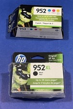HP Genuine 952 CMY Color 3-Pack  952XL Black Inkjet Ink Cartridges