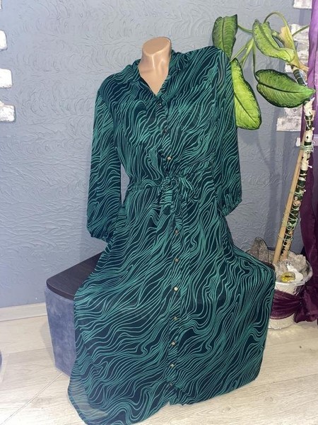 Women Phase Eight Dress Green Viscose 38 / M / 46