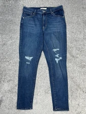 Levis 721 Jeans Womens 32 Blue Denim Cotton High Rise Distressed Skinny 32x29