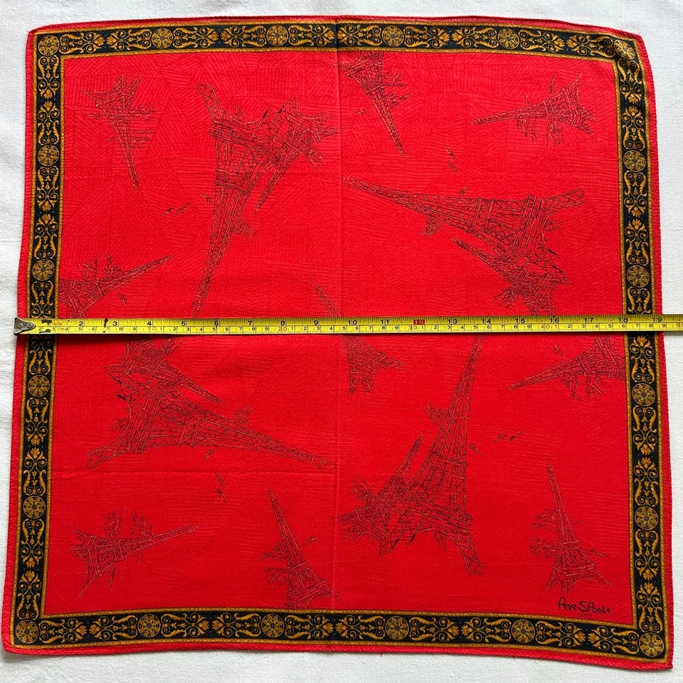 Pañuelo Per Spook De Colección Tela Roja Línea Tejida Arte Torre Eiffel Bufanda Negra 19 Foto 4 de 4