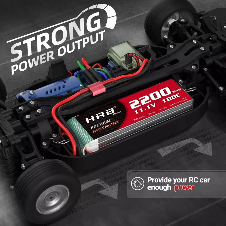 2X HRB 11,1V 3S 2200mAh Dean T Lipo Akku für RC Heli Aeroplane Jet RC Car Boat - Bild 4 von 4