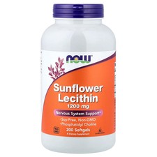 Now Foods Sunflower Lecithin 1200 mg 200 Softgels GMP Quality Assured, Kosher,
