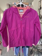 Columbia Girl's Zip-Up Hooded Jacket Fuscia/pink Size M 10-12 EUC