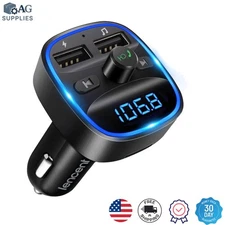 Bluetooth FM Transmitter with Dual USB Charging & Hands-Free Calling for Cars