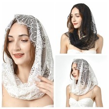White Lace Veil Catholic Head Covering Elegant Bride Mantilla  Headdress