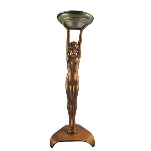 Antique Art Deco Nude Woman Ashtray Stand 1920s–1930s 