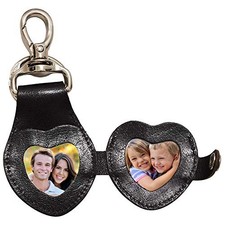 3D Leather Keychain Cute Heart Shape Valentine Gift One Size Black Buff V.t