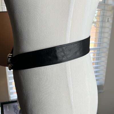 Gutos West Germany Leather Sash Belt Gold Tone G Monogram  display picture 1