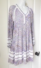 Cupio new Juliana Dress size S / P Boho Purple Paisley with Lace NWT V-Neck