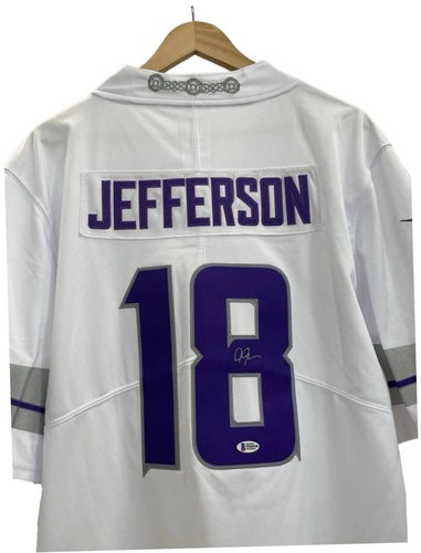 Hand Signed Autographed White Jersey Justin Jefferson BAS COA - Picture 4 of 7