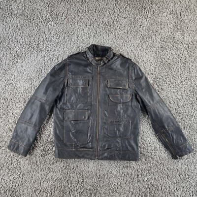 Pepe Jeans Jacket Mens Extra Large XL Brown Leather Bomber Biker Style R15-4