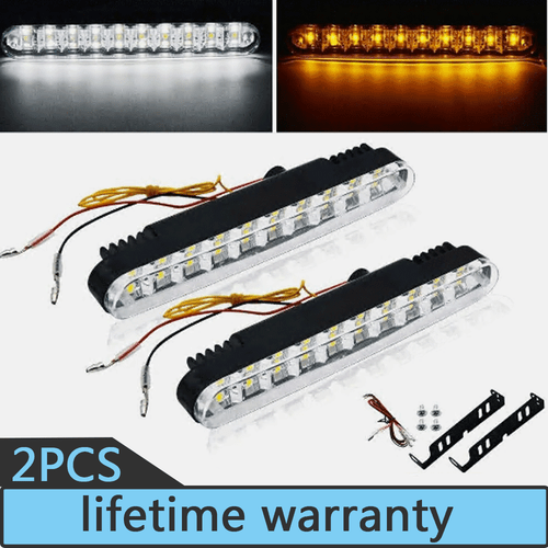 2X 30LED Daytime Running Car White Light DRL Driving Amber Turn Signal Fog Lamp - Foto 1 di 8