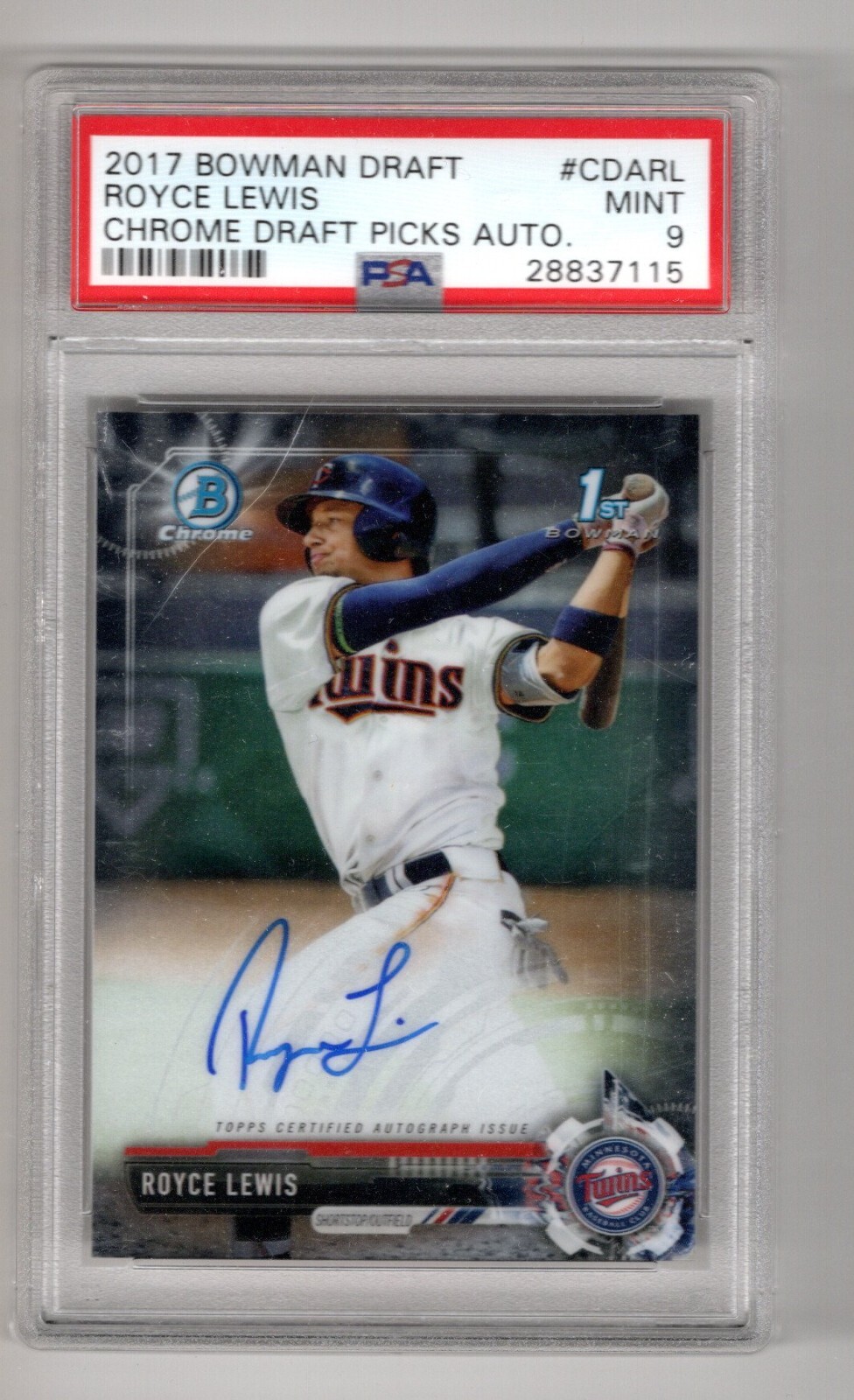 2017 Bowman Chrome Draft Royce Lewis PSA 9 RC Auto