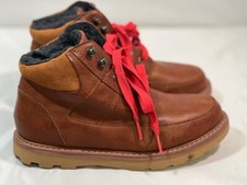 NEW Cat And Jack Brown Leather Faux Fur Lining Boots