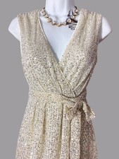 Silver Sequin Short Bridal Dress, Wedding Wrap Cocktail Dress Sz S NWT