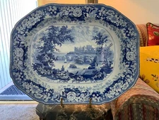 English Staffordshire Transferware Historica B&W Meat Platter Windsor Circa 1800