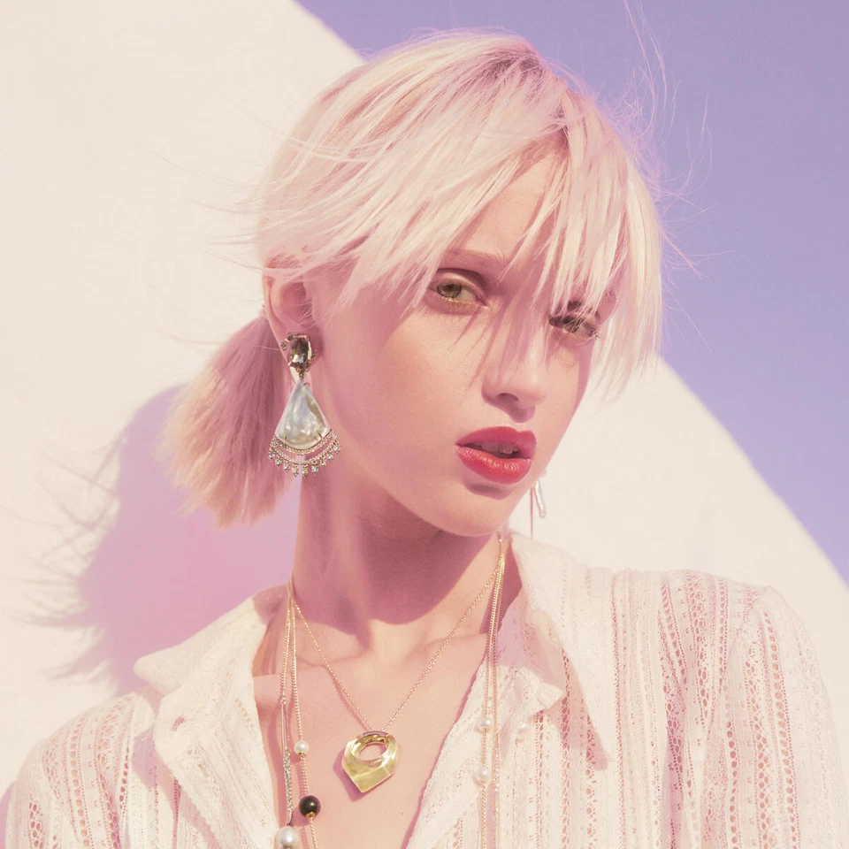 Novo $325 ALEXIS BITTAR Brincos Lustre de Seda Líquida de Cristal Renda Branco Chique - Imagem 2 de 4